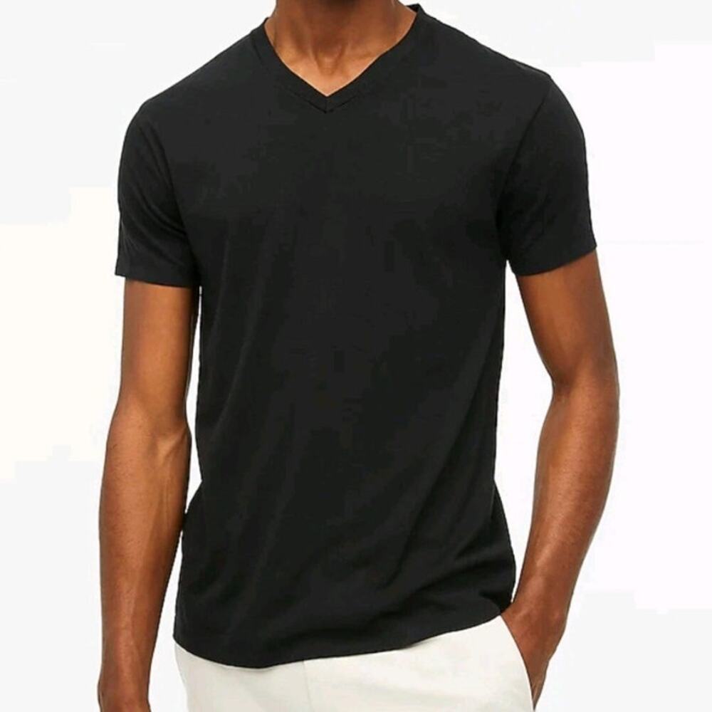 NWT J. Crew Men's Slim Washed Jersey V-Neck Tee Black XXL